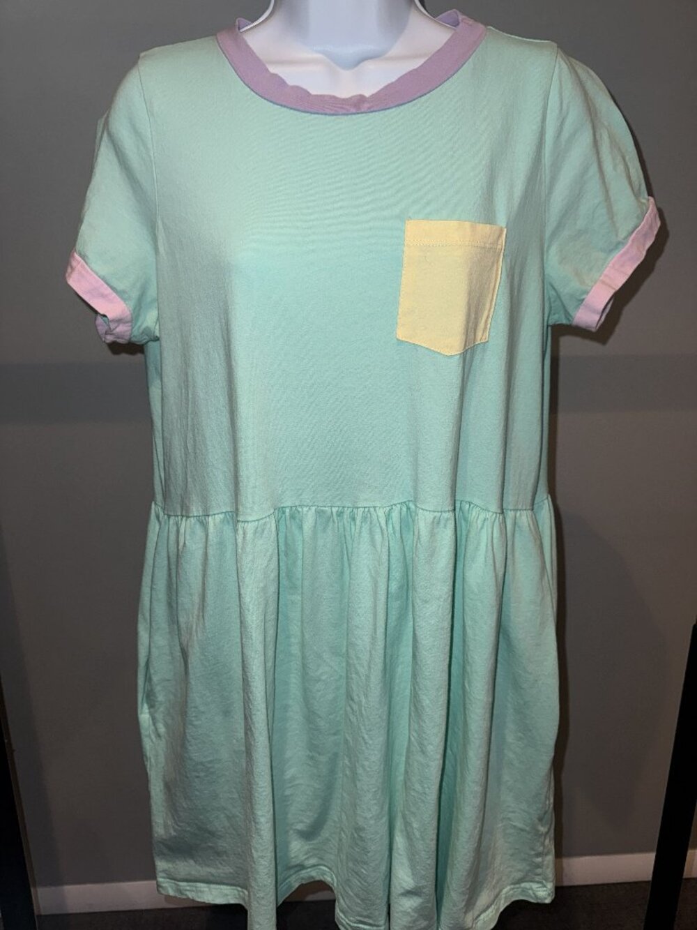 My Violet Cadoodle Mint Pastel Colorblock T-Shirt Dress Size M Pockets - Picture 2 of 7
